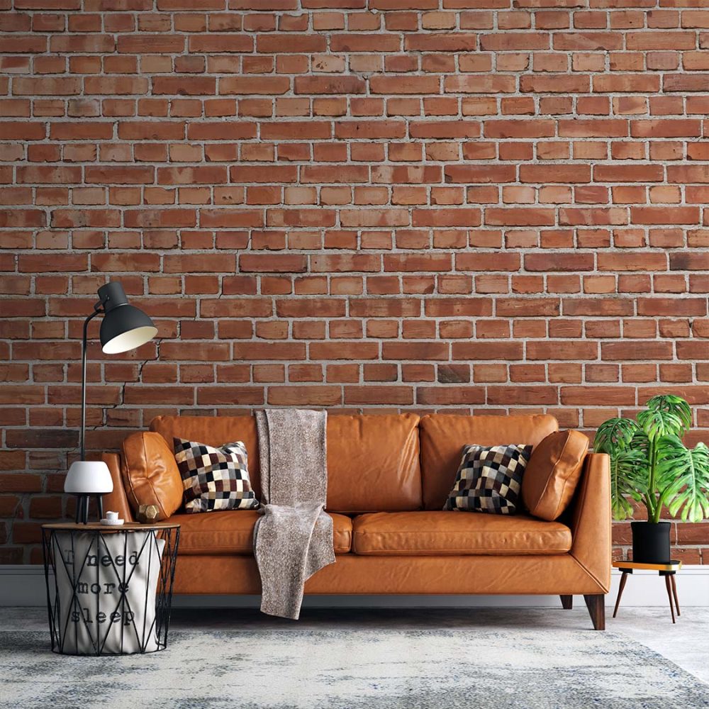 Alternative view of Industrieel Behang Rode Baksteen Wit