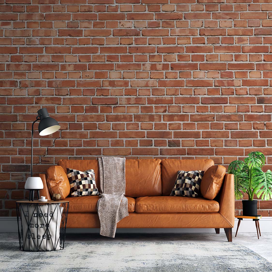 Industrieel Behang Rode Baksteen Wit - Afbeelding 2