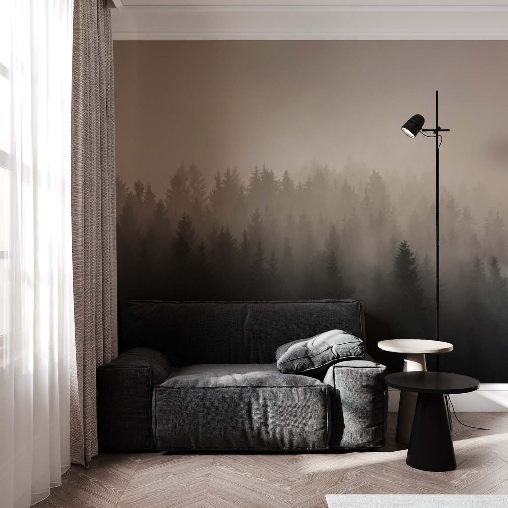Alternative view of Mysterieus Mistig Bos Natuur Behang