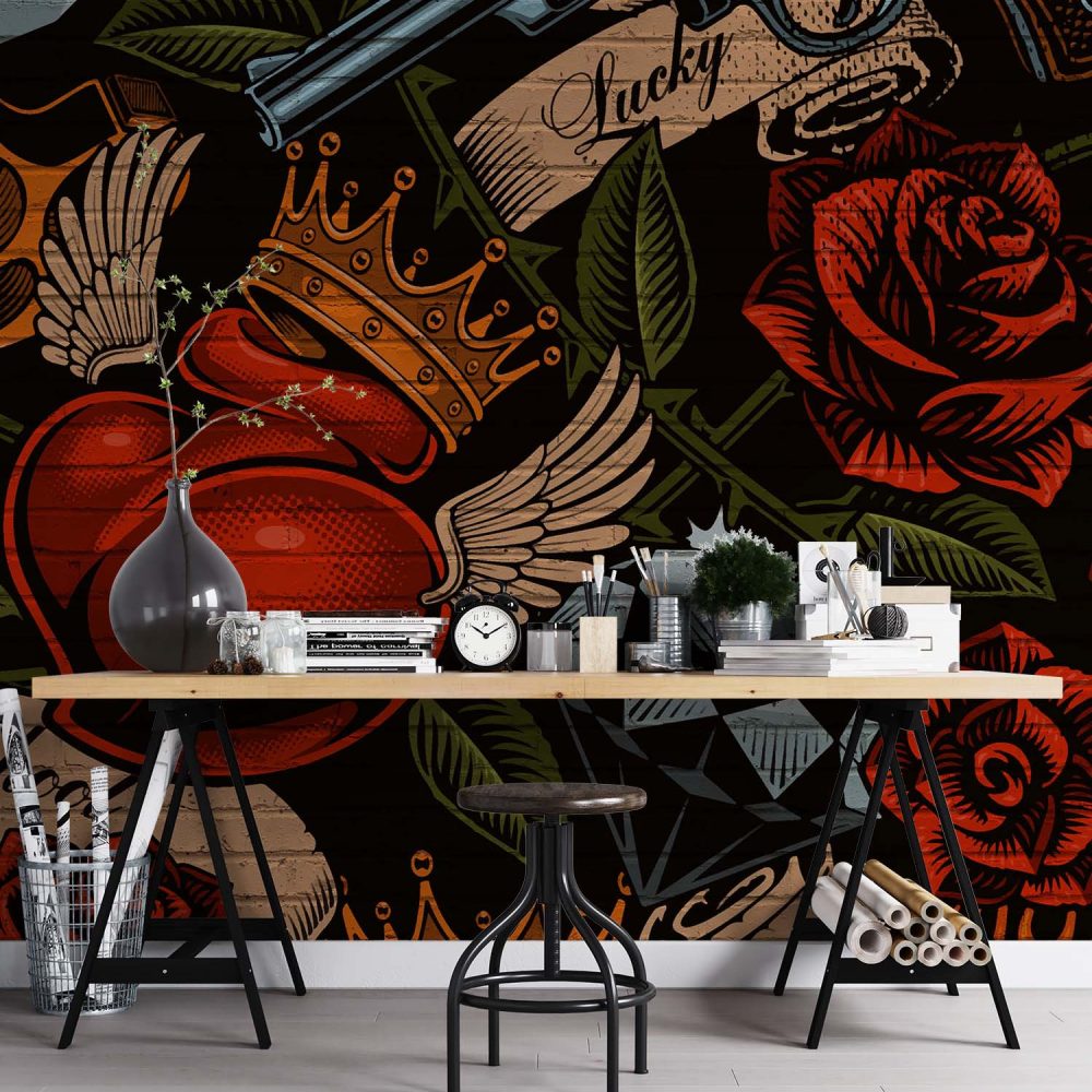 Alternative view of Edgy Graffiti Behang Levendig