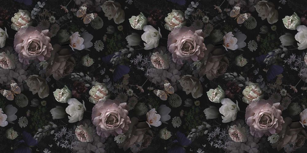 Zwart-wit rozen behang