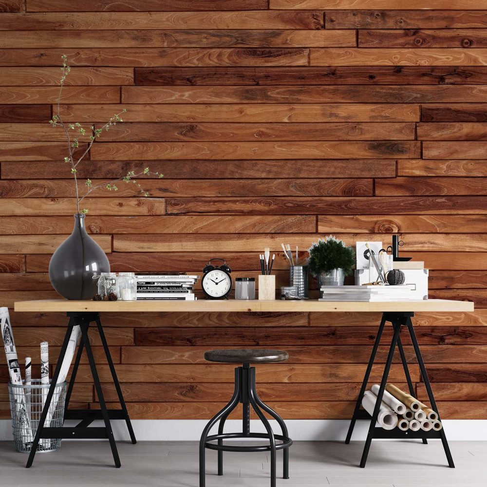 Alternative view of Warm bruin houtbehang