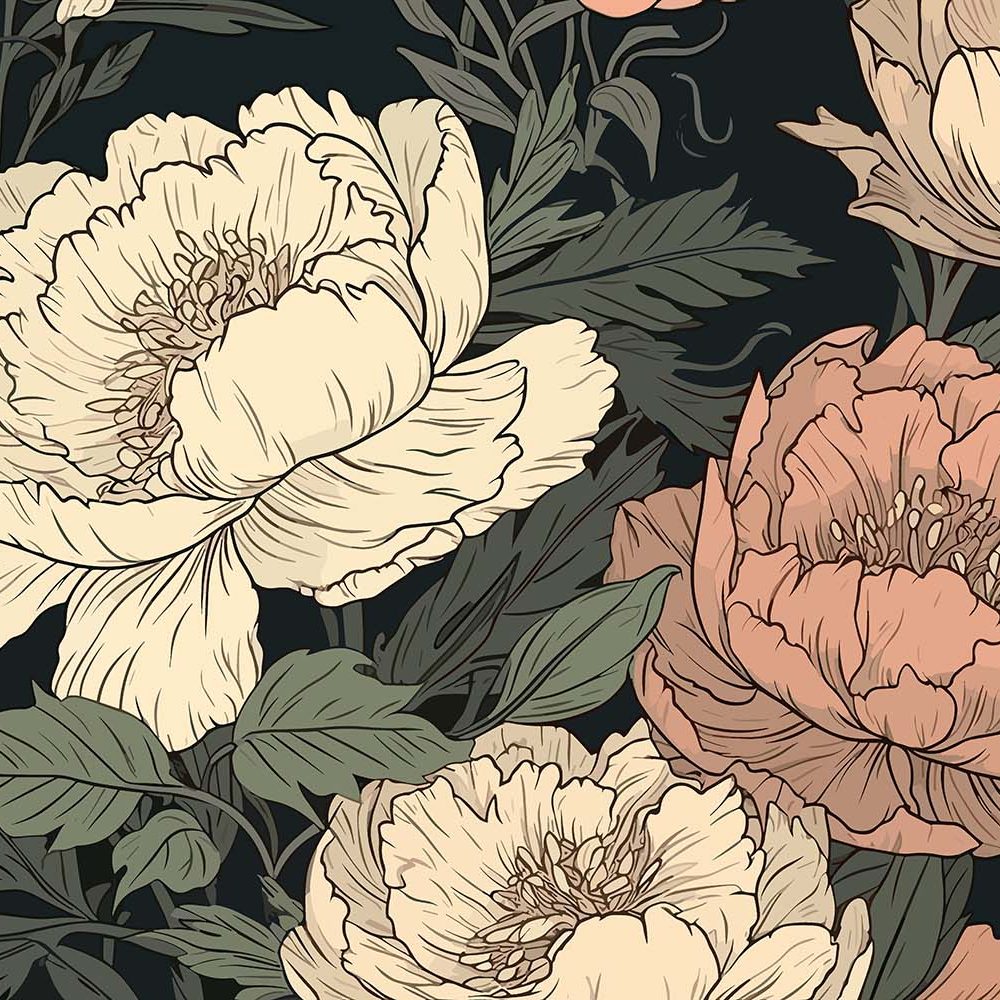 Artistieke Peonieën Behang