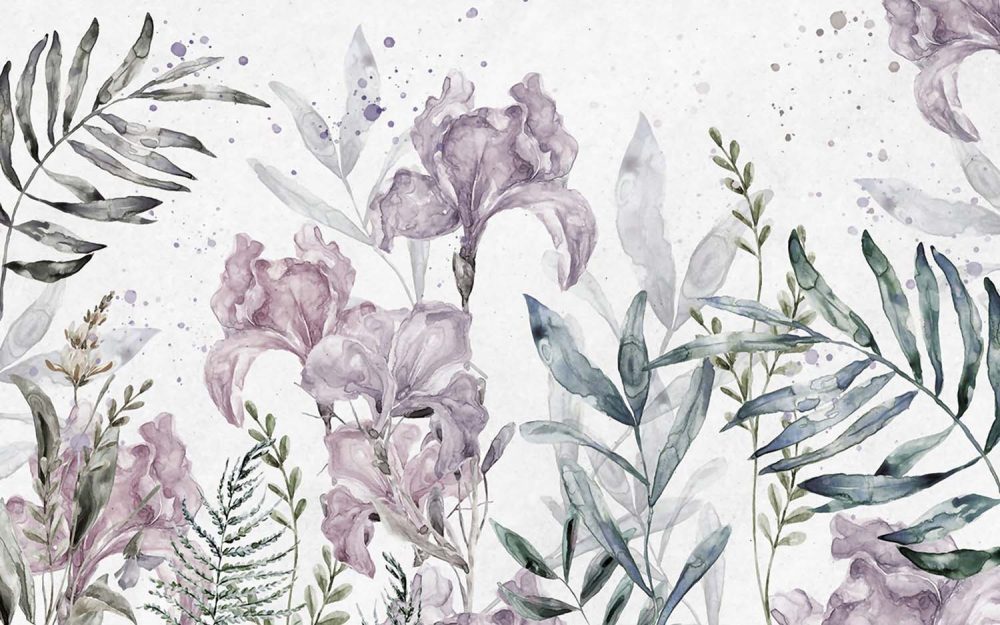 Paarse Bloemen Waterverf