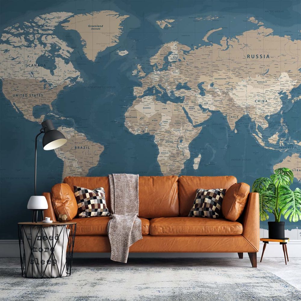 Alternative view of Stijlvol Modern Wereldkaart Behang