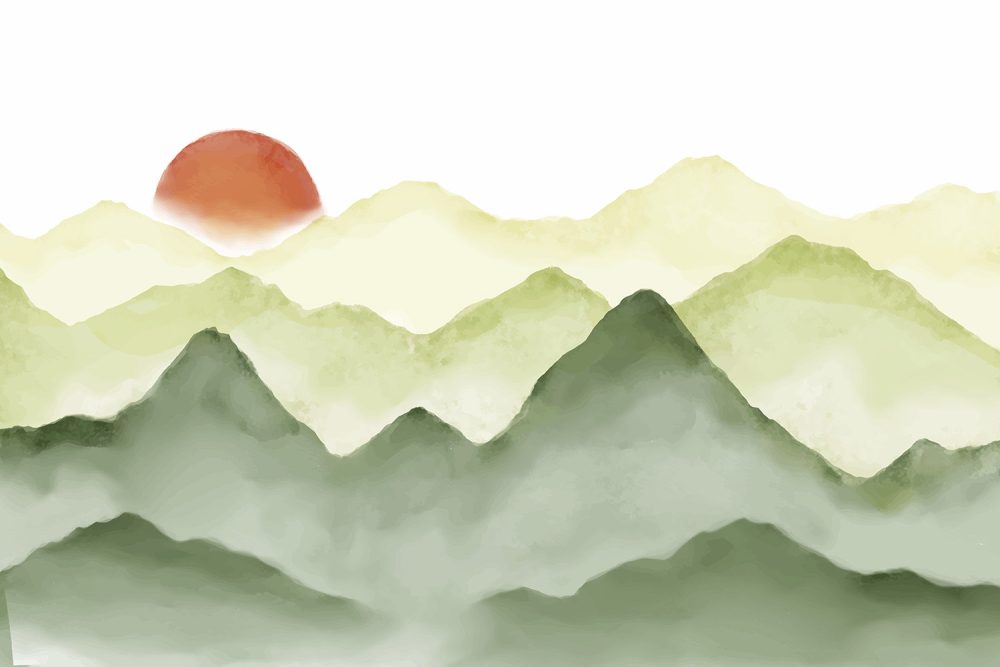 Serene Waterverf Landschap Behang