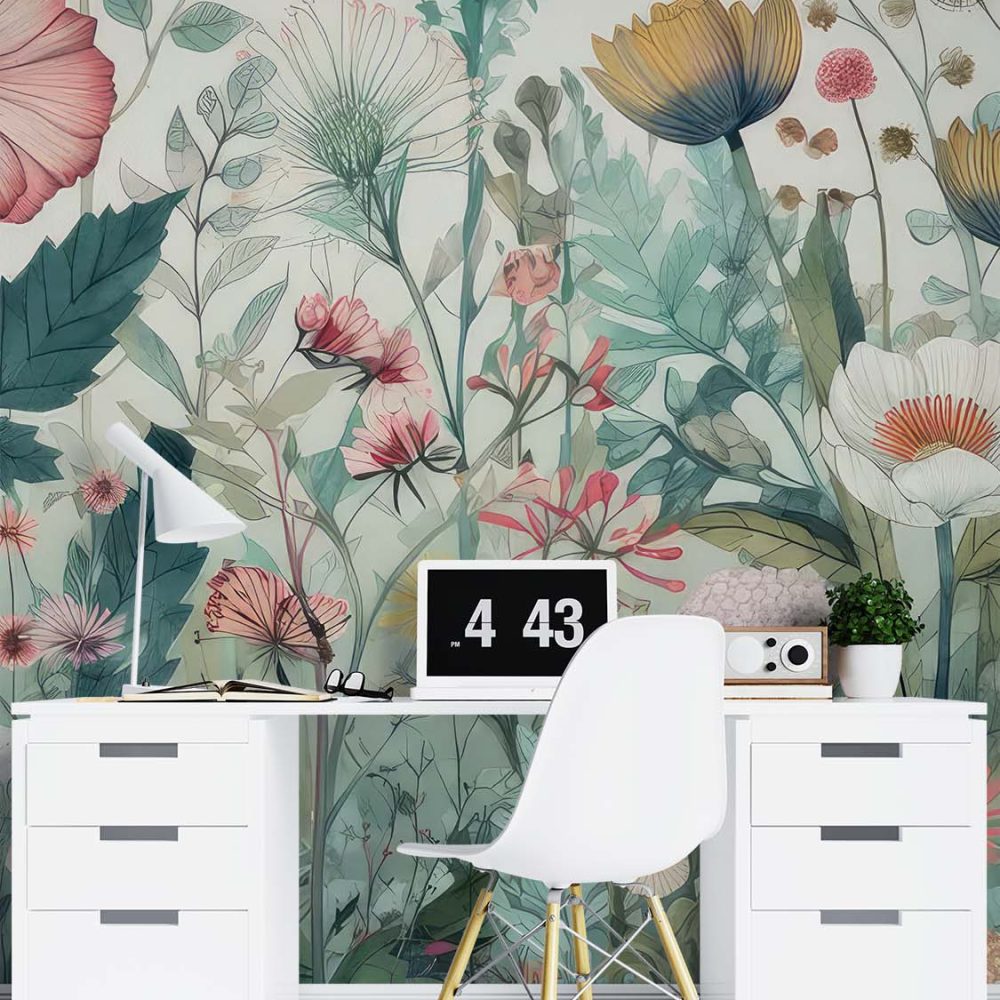 Alternative view of Ochtend Sereniteit Bloemen Behang Roze