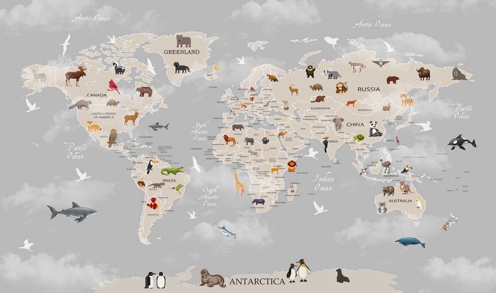 Avontuurlijke Kinderkamer Wereldkaart Behang