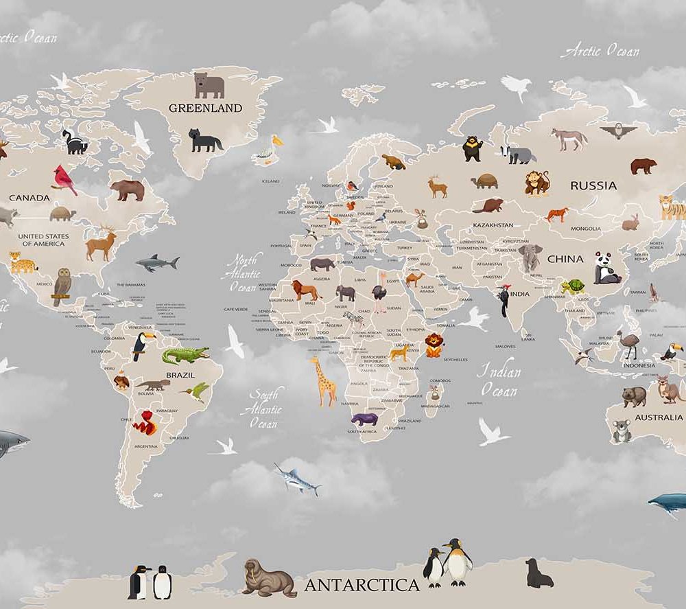 Avontuurlijke Kinderkamer Wereldkaart Behang