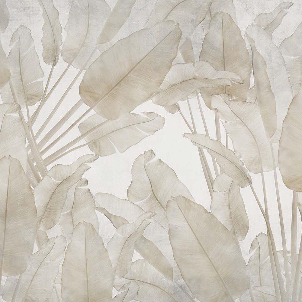 Wit-Grijze Bloemen Behang Minimalistisch