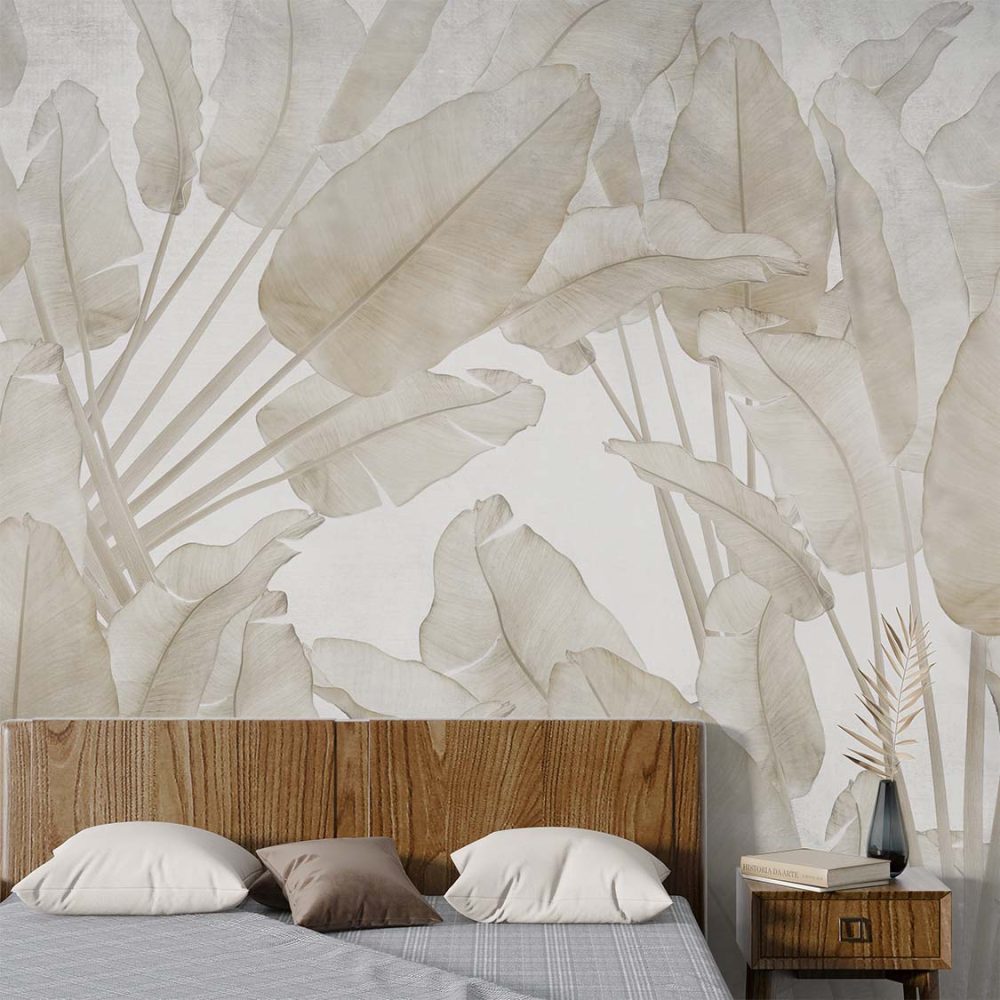 Alternative view of Wit-Grijze Bloemen Behang Minimalistisch