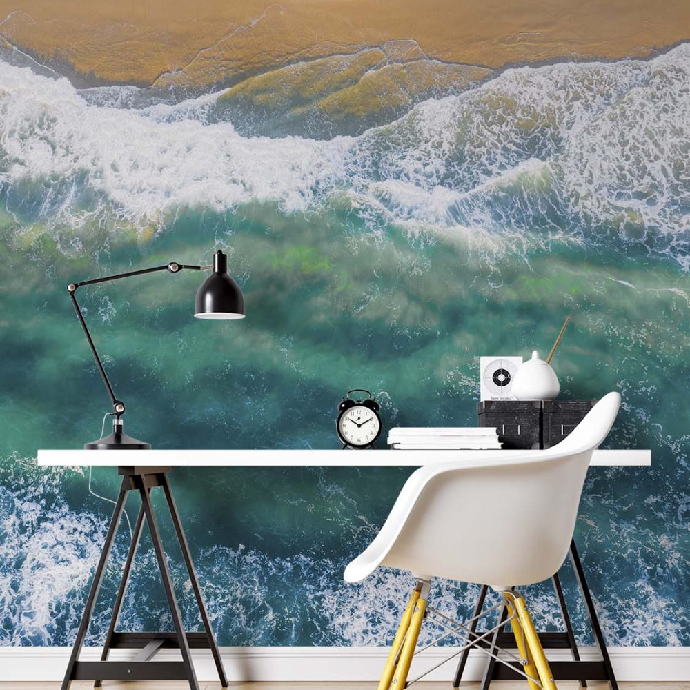 Alternative view of Blauw Crème Natuur Behang Oceaan