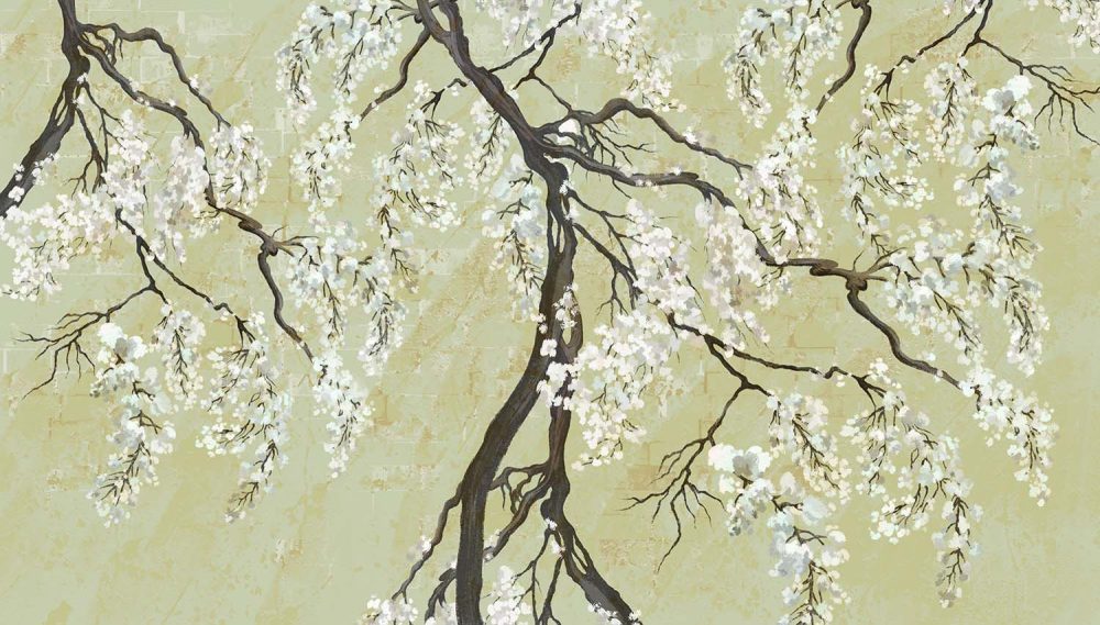 Mystieke Bloemen Behang – Witte Bloesems