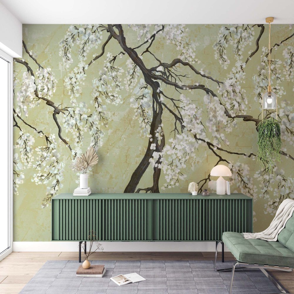 Alternative view of Mystieke Bloemen Behang - Witte Bloesems