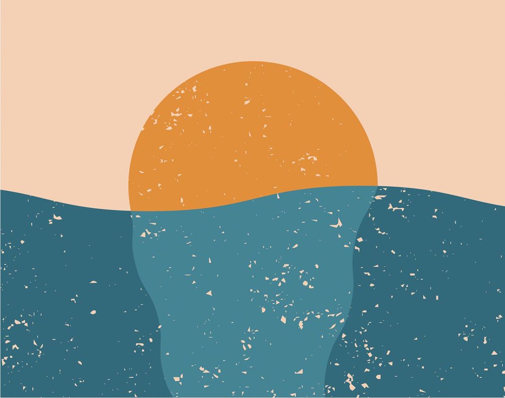 Retro Zonsopgang behang