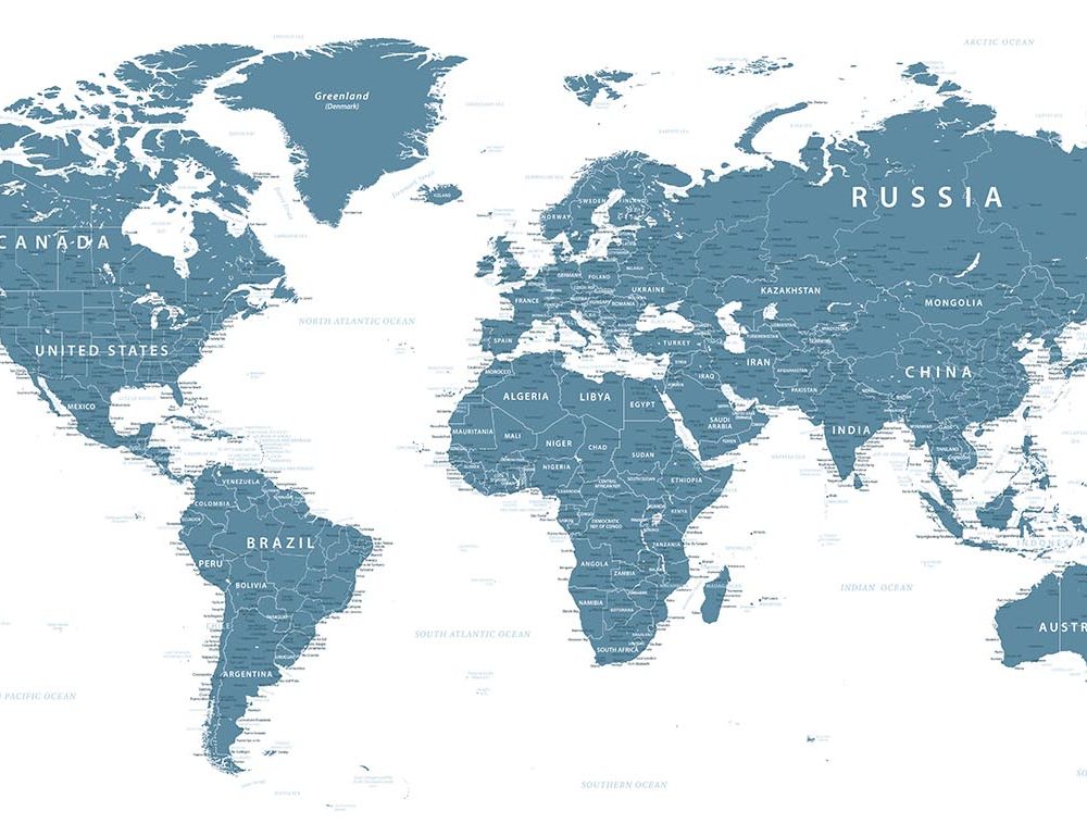Verfijnd Blauw Wereldkaart Behang