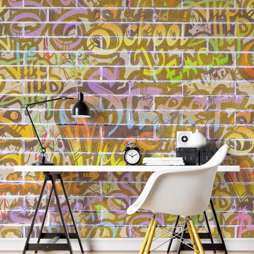 Alternative view of Graffiti Behang Dynamische Kleuren