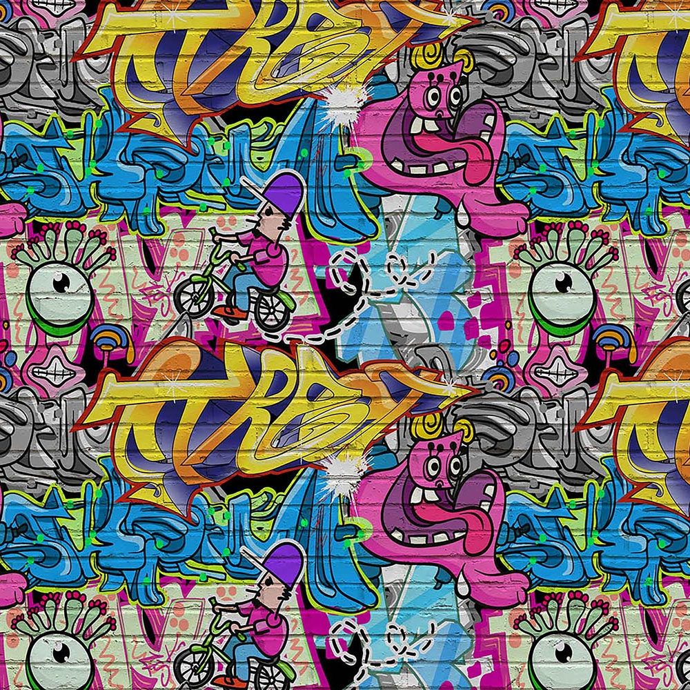 Explosieve Kleur Graffiti Behang