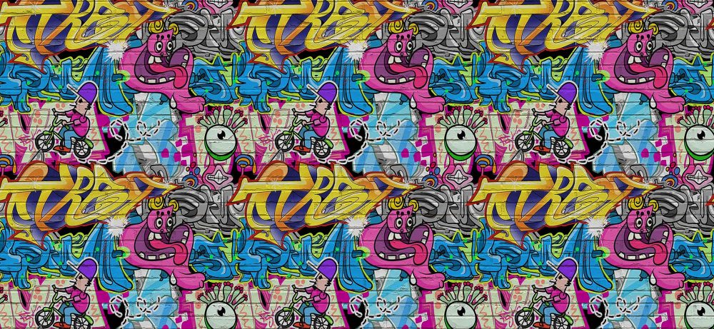 Explosieve Kleur Graffiti Behang