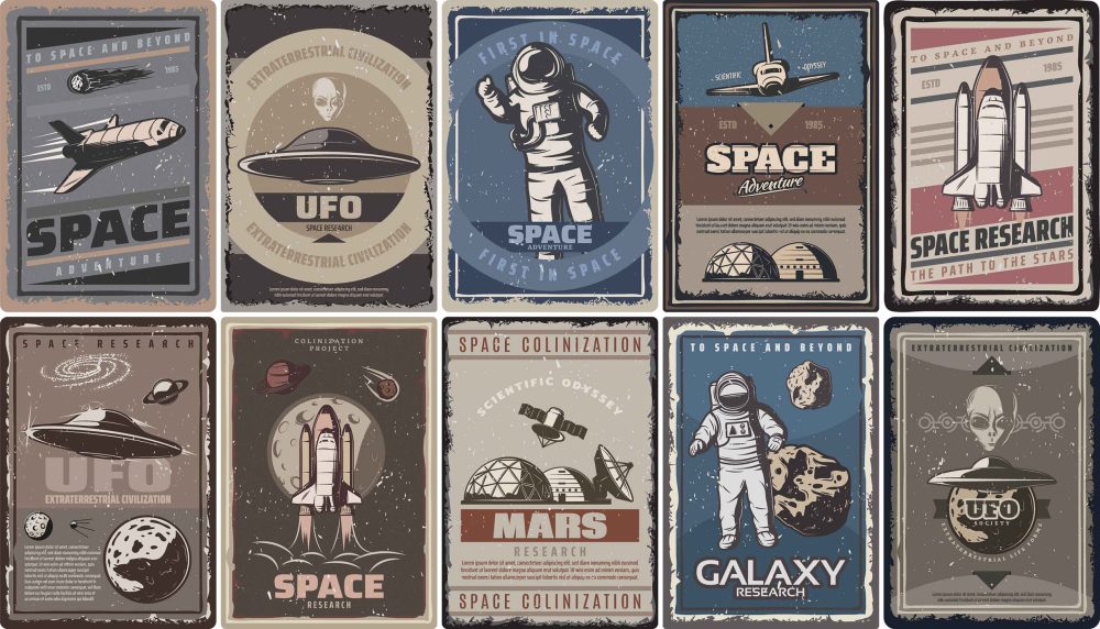 Retro Ruimte Avontuur Behang