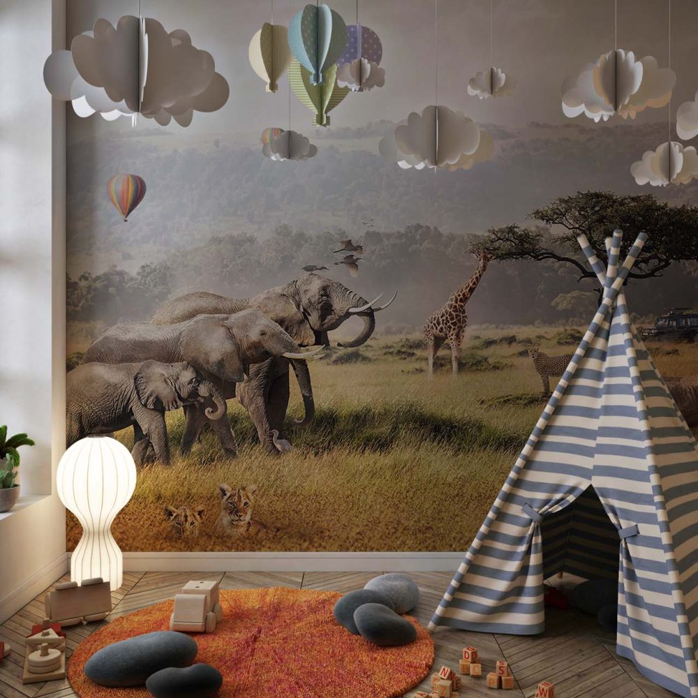 Alternative view of Avontuurlijke Safari Kinderbehang