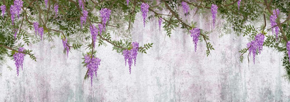 Lavendel Bloemen Behang met Waterval