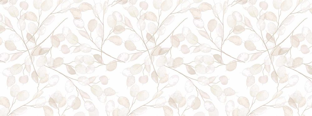 Wit Beige Bloemen Behang Eucalyptus