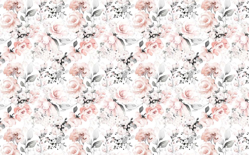 Roze Witte Bloemen Behang