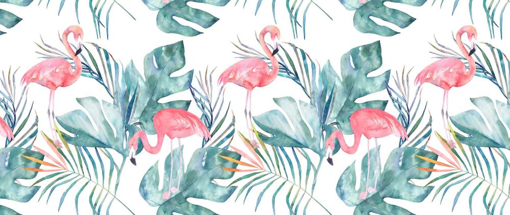 Tropisch Flamingo Aquarel Dierenbehang