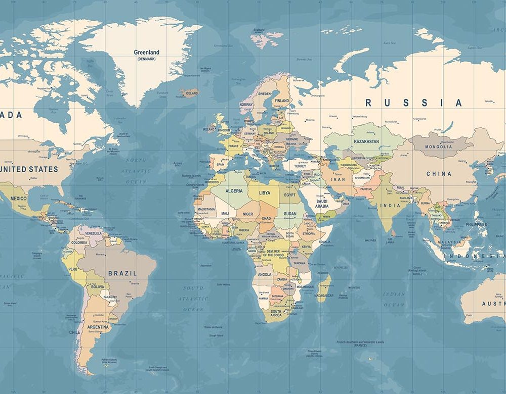 Kleurrijke Wereldkaart Interieurbehang