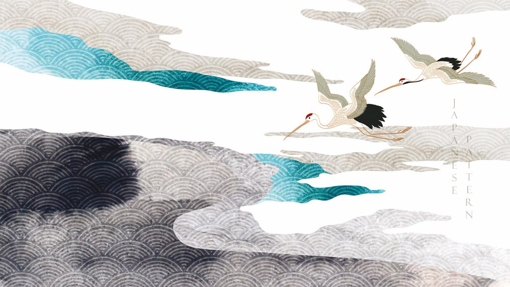 Japanse Waterverf Vlucht Behang