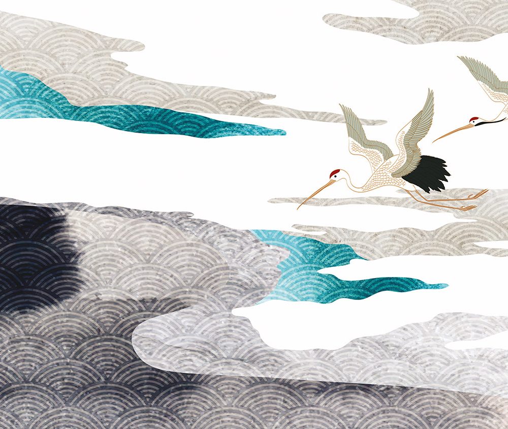 Japanse Waterverf Vlucht Behang