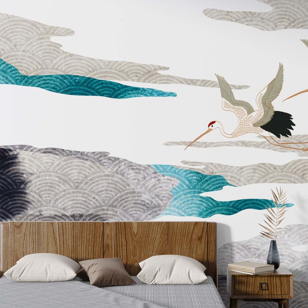 Alternative view of Japanse Waterverf Vlucht Behang