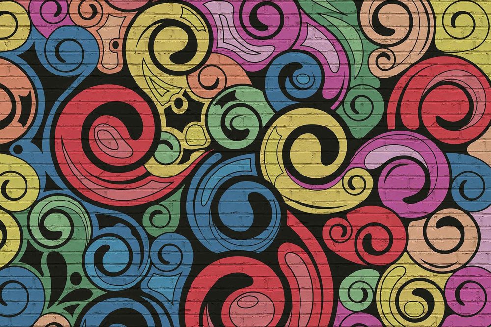 Psychedelische Graffiti Behang Modern