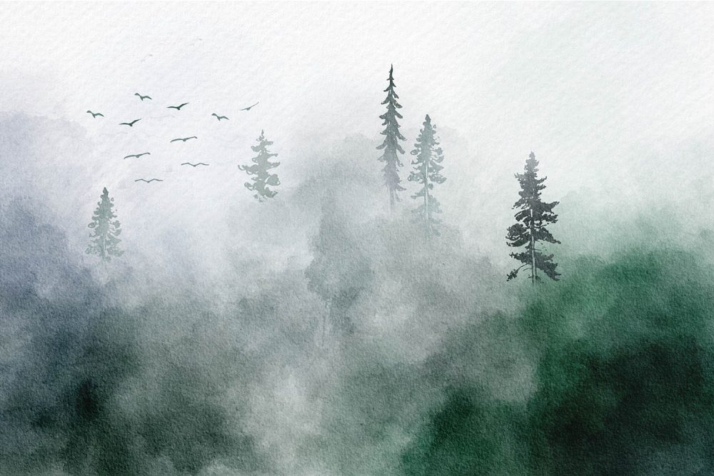 Betoverend Waterverf Bosbehang