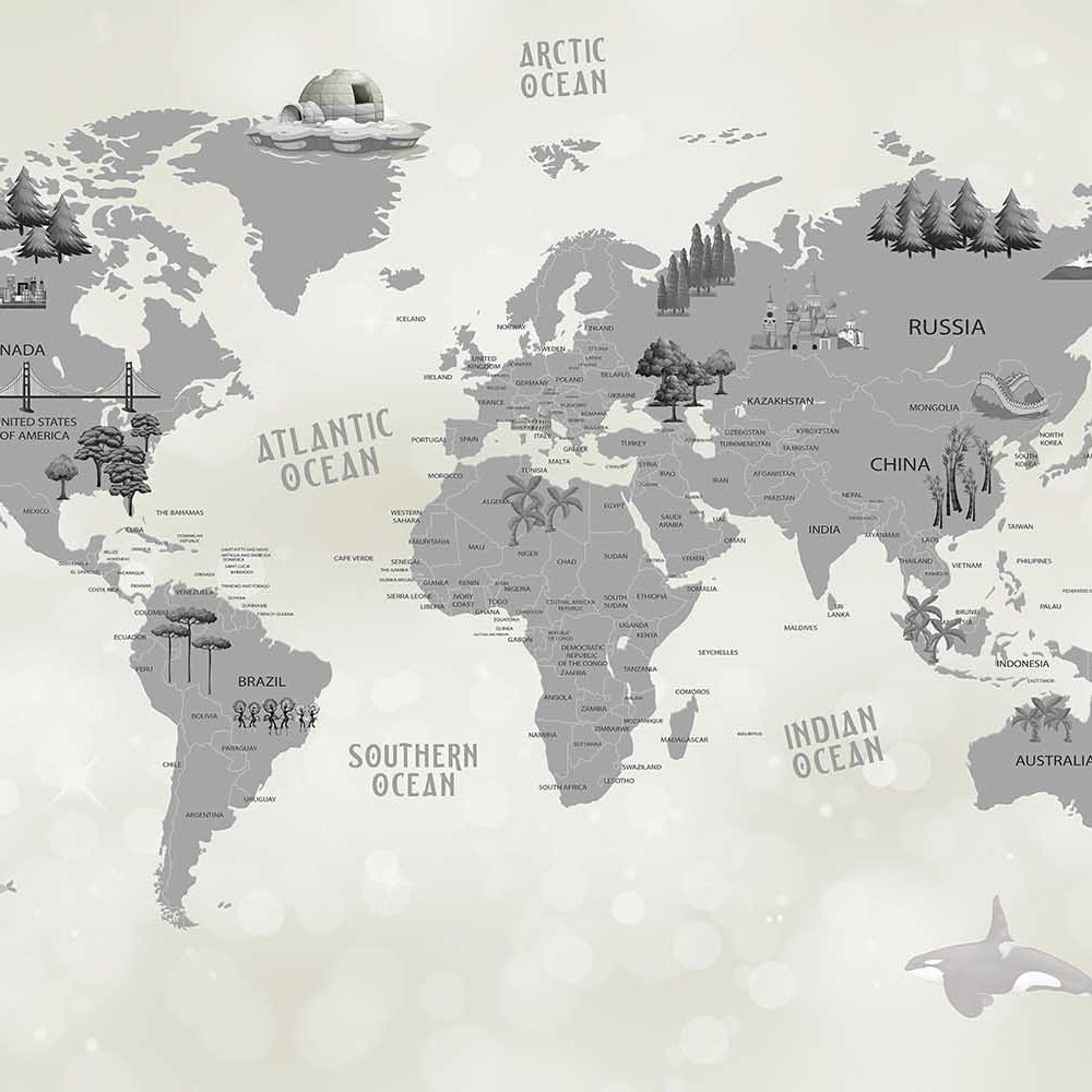 Avontuurlijk Wereldkaart Kinderkamer Behang