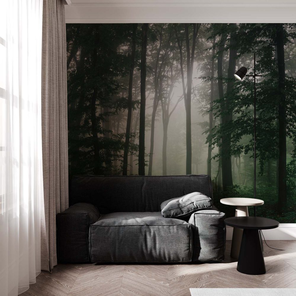 Alternative view of Mystiek Mistig Bos Natuur Behang