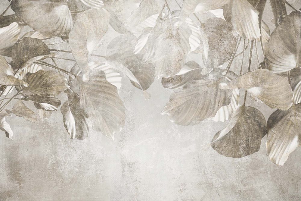 Ginkgo Bloemen Behang in Beige-Wit