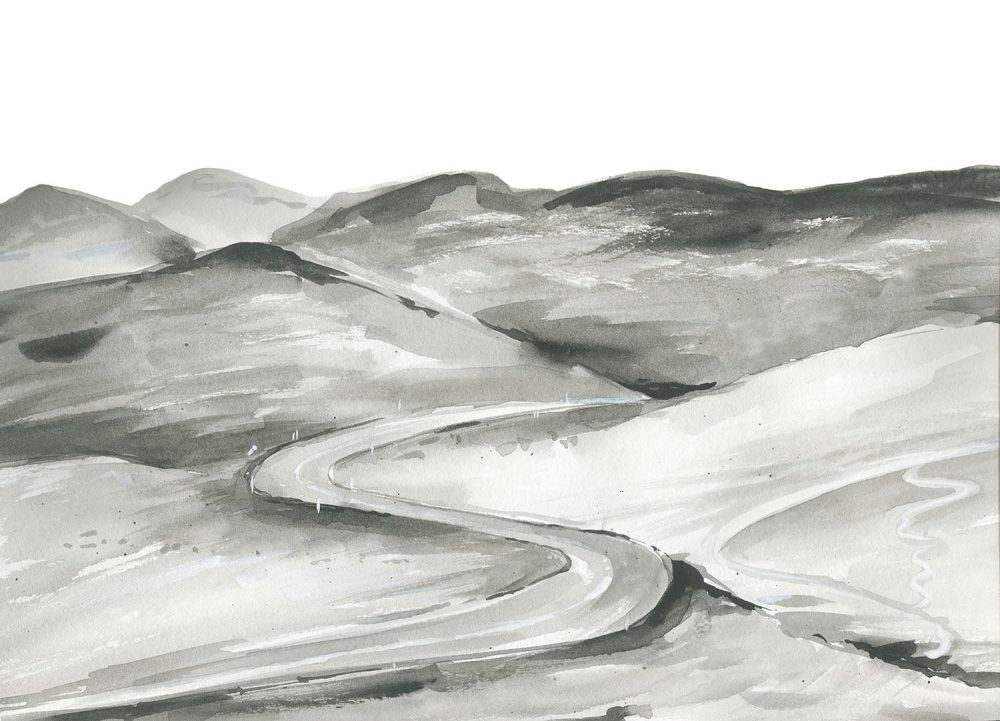 Waterverf Landschap Behang