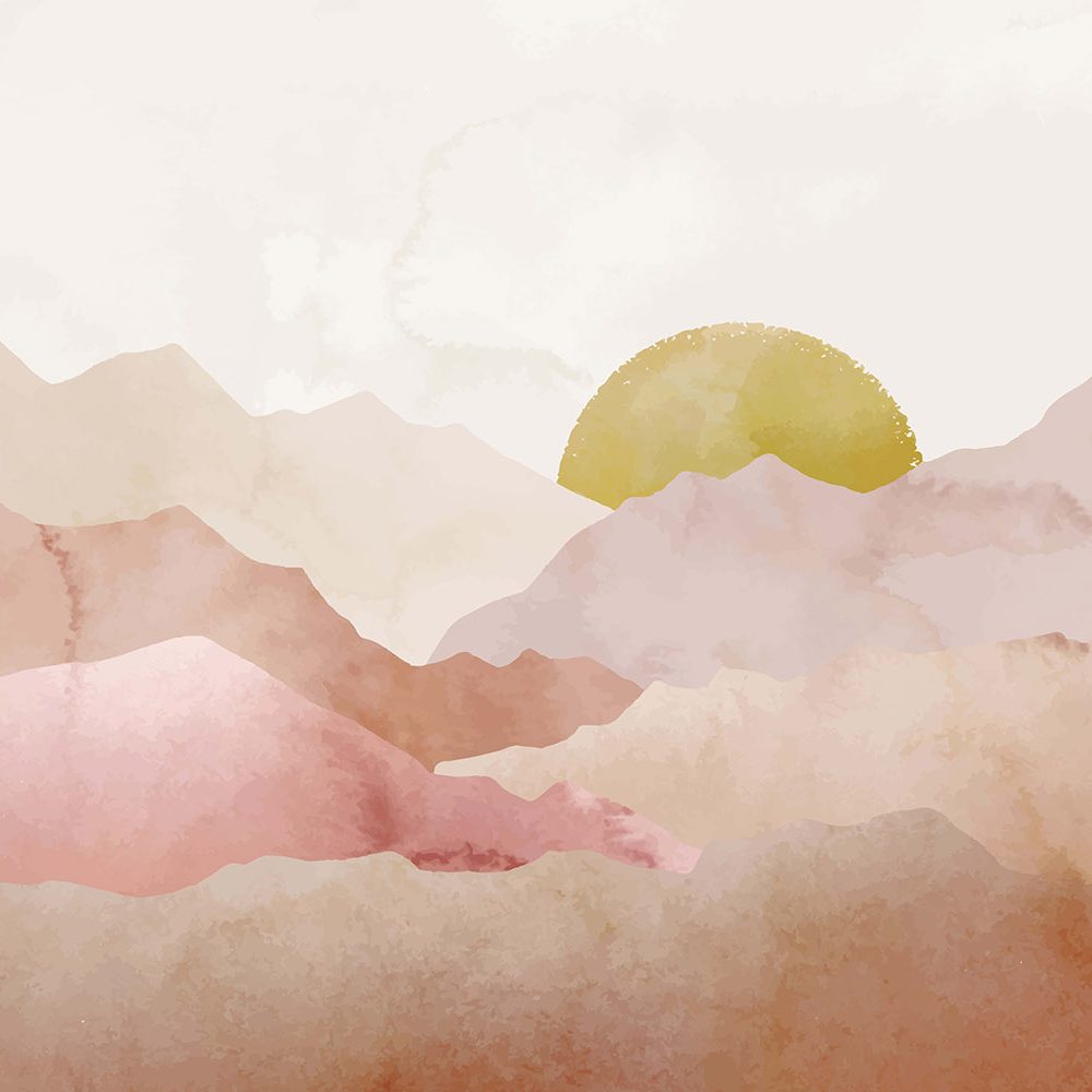 Betoverend Berglandschap Waterverf Behang