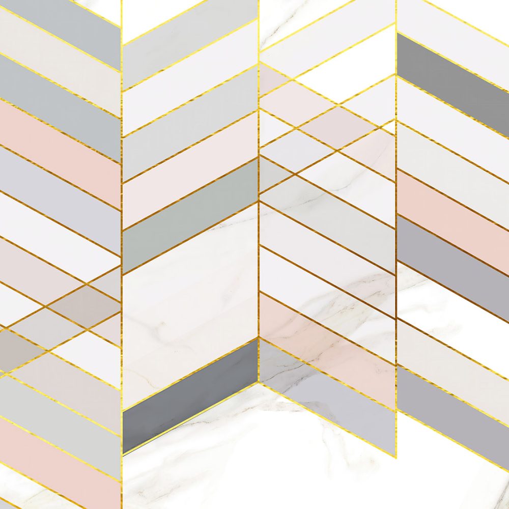 Roze Chevron Marmer Behang.