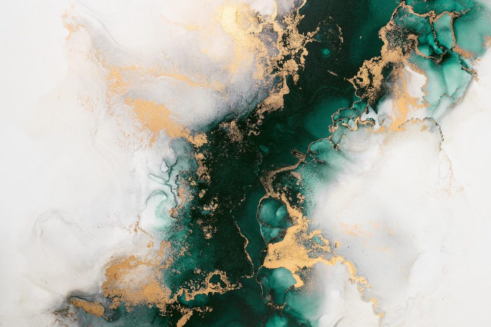 Smaragd & Goud Marmer Behang