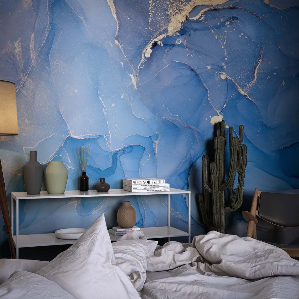 Alternative view of Blauw Marmer Behang.