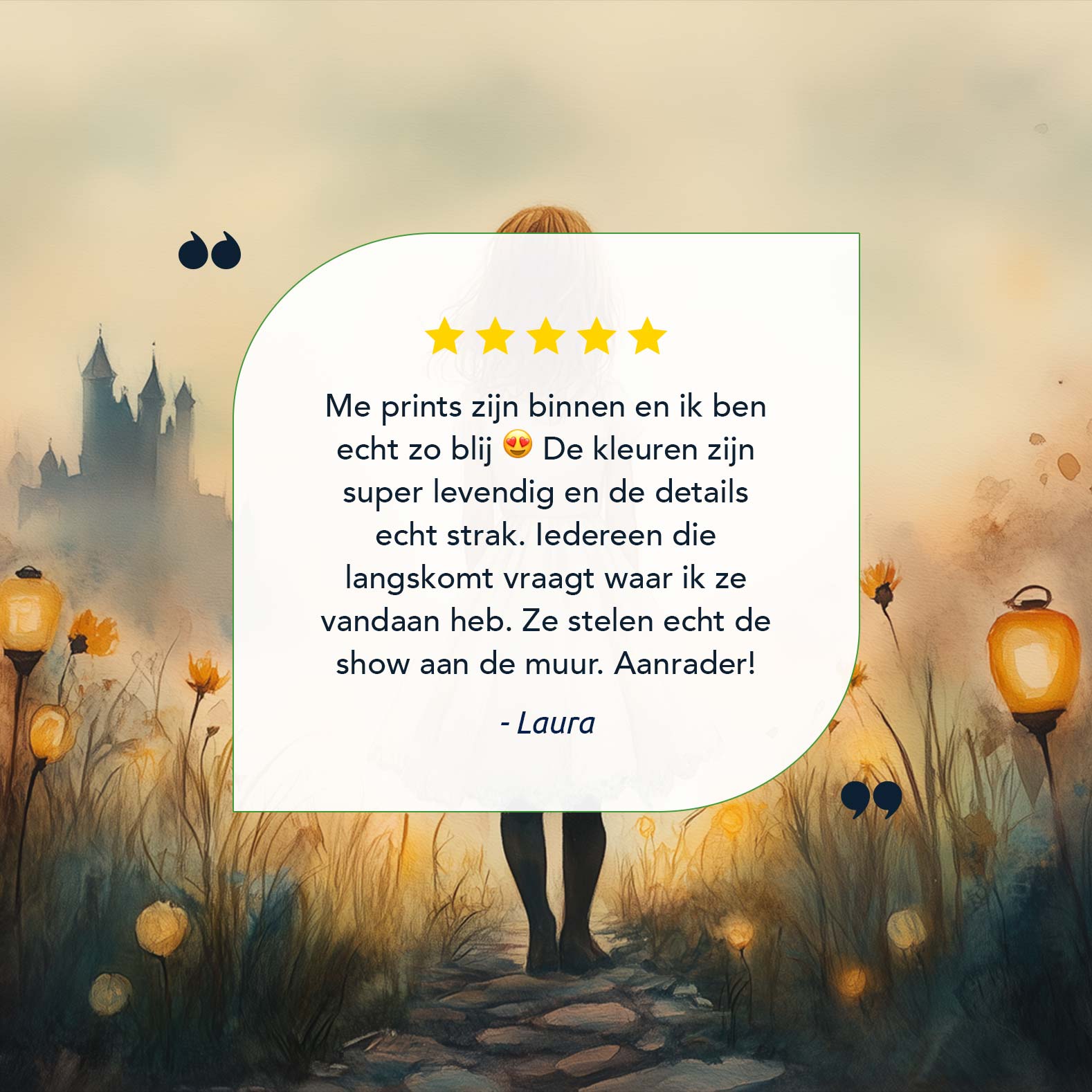 Magisch Meisje in Bloemenveld met Kasteel - Afbeelding 9