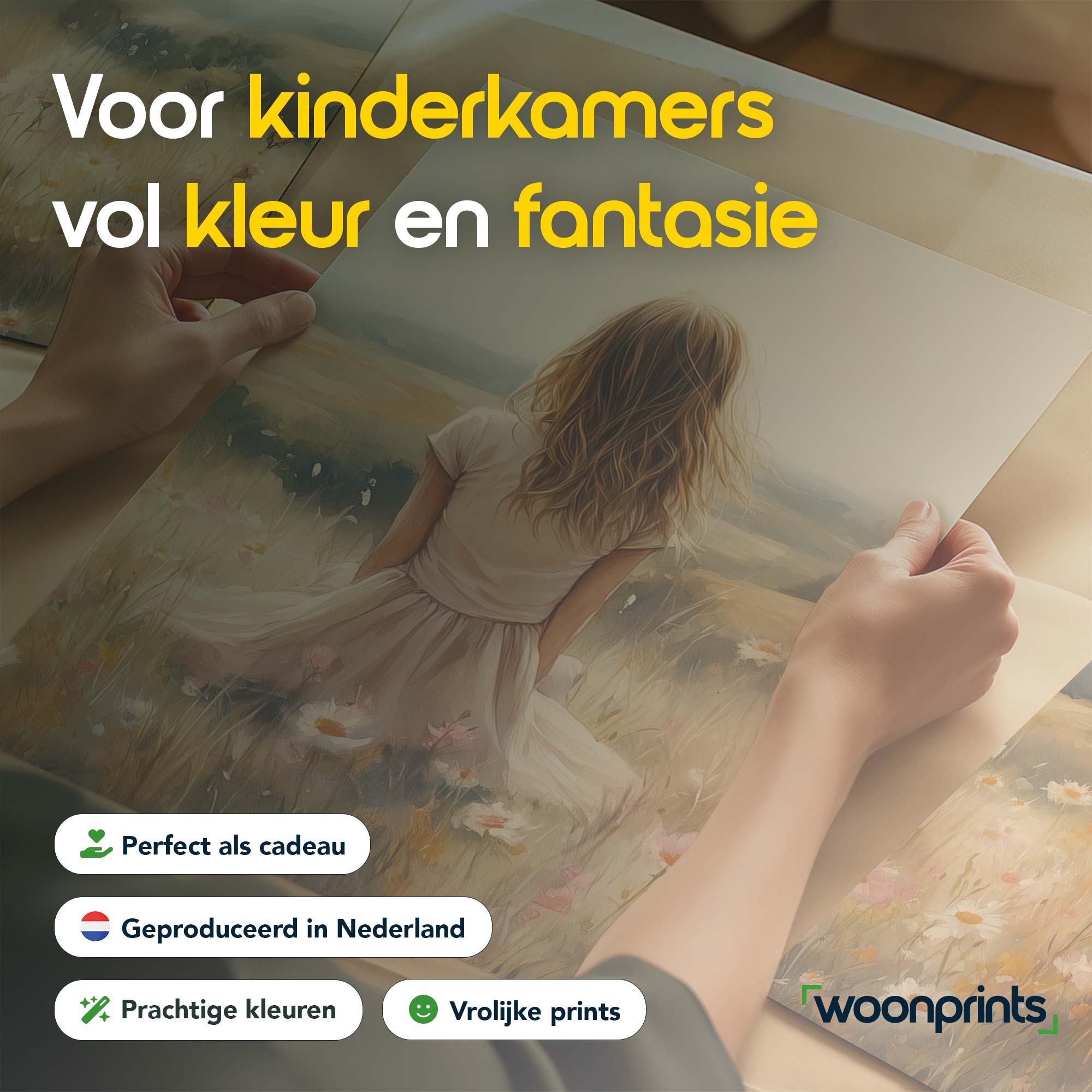 Zacht bloemenmeisje in dromerig veld - Afbeelding 4