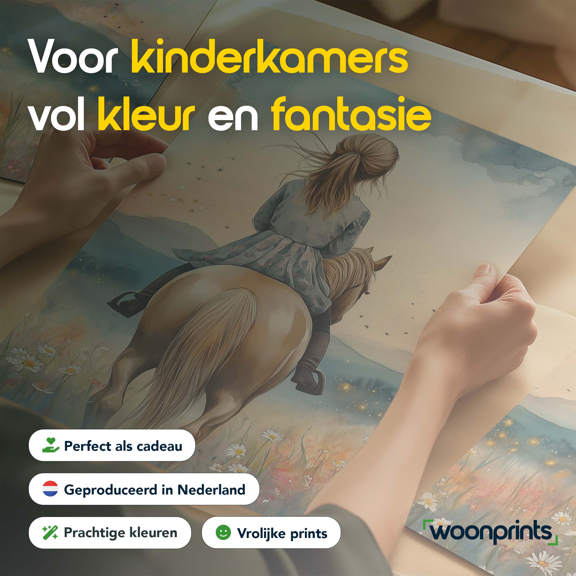 Meisje op Paard in Bloemenveld – Droomlandschap - Afbeelding 4
