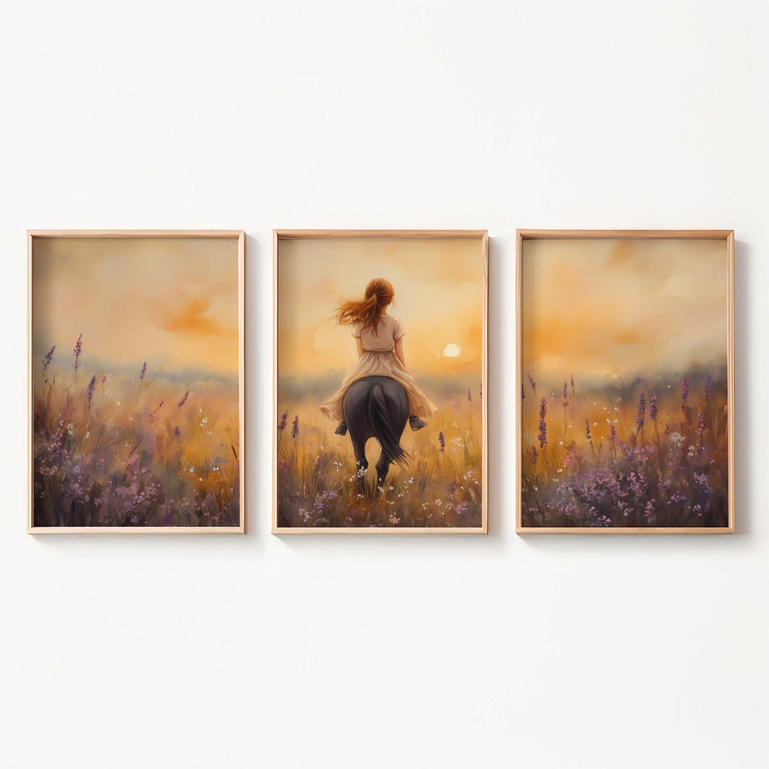 Zacht Droomlandschap: Dame te Paard tussen Bloemen - Afbeelding 7