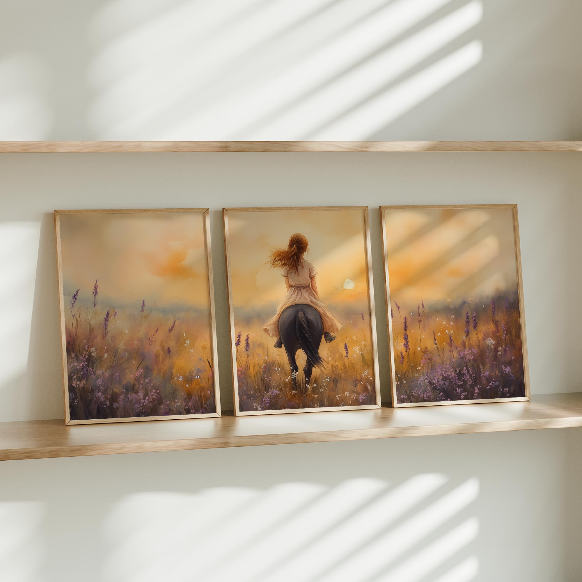 Zacht Droomlandschap: Dame te Paard tussen Bloemen - Afbeelding 8