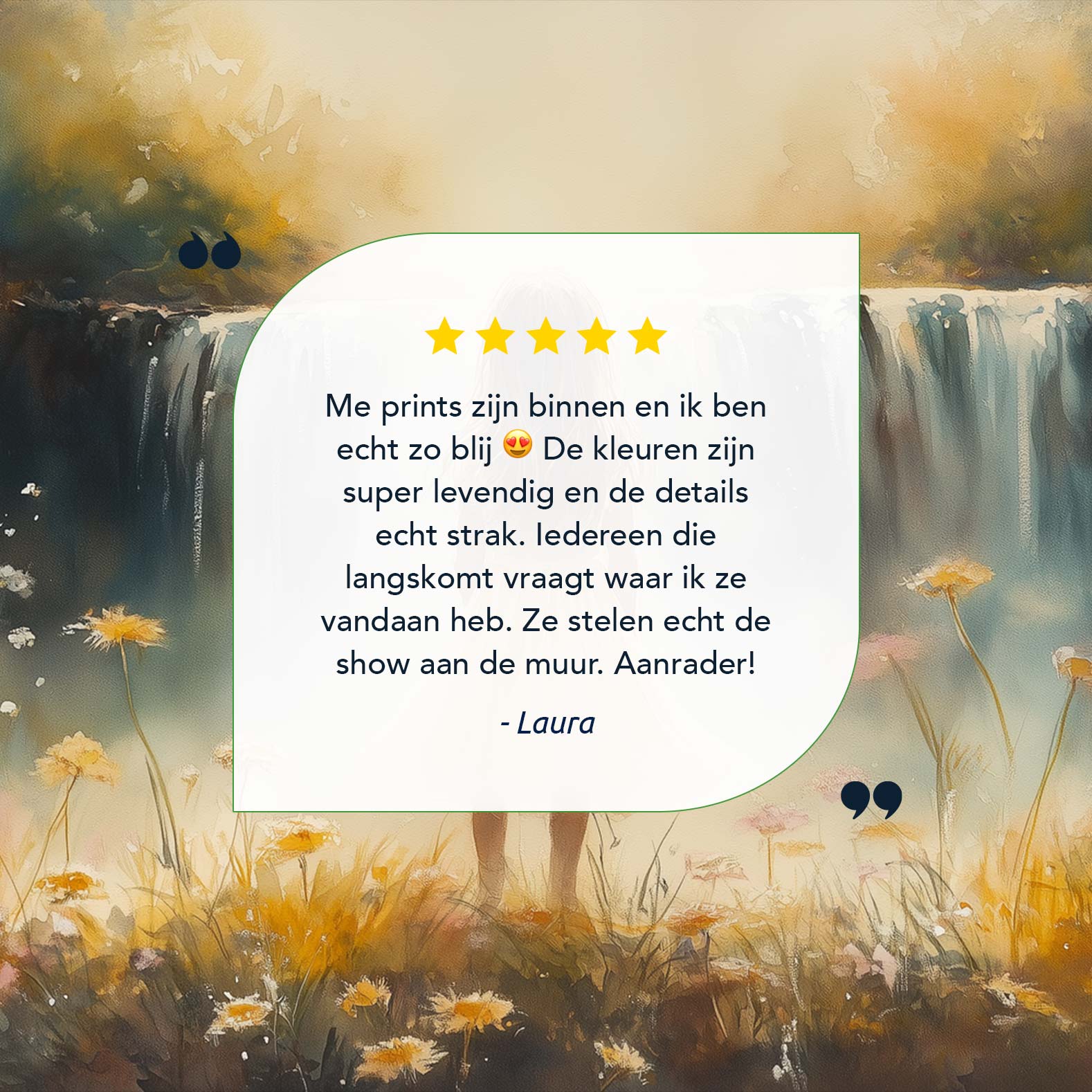 Magisch Meisje in Bloemenveld bij Waterval - Afbeelding 13