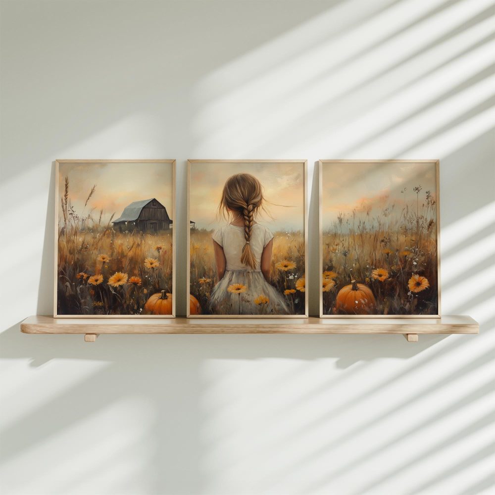 Herfstprinses tussen pompoenen en bloemen